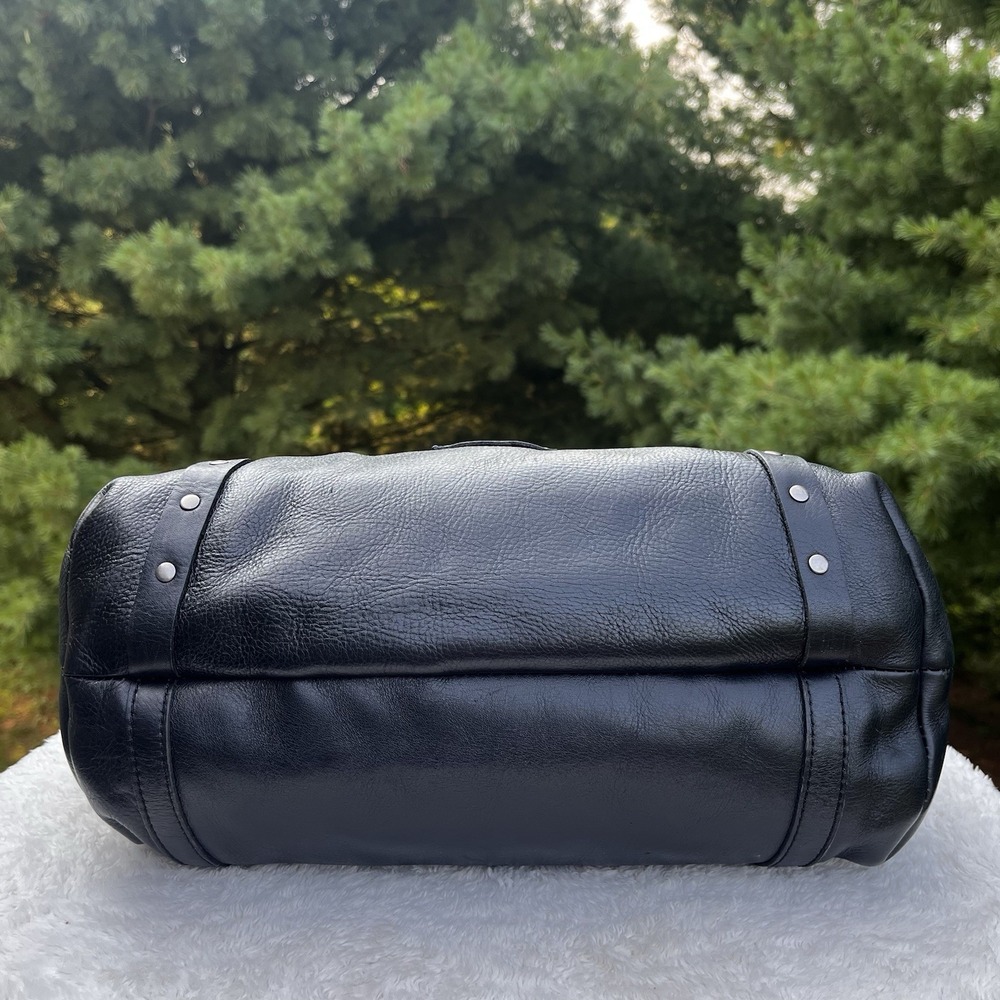 Patricia Nash Pebbled Leather Zip Top Tote Black Work Laptop Shoulder Bag Large - Picture 8 of 12